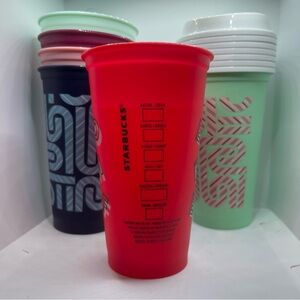Starbucks Set of 7 Plastic Coffee cups 16oz/463ml each